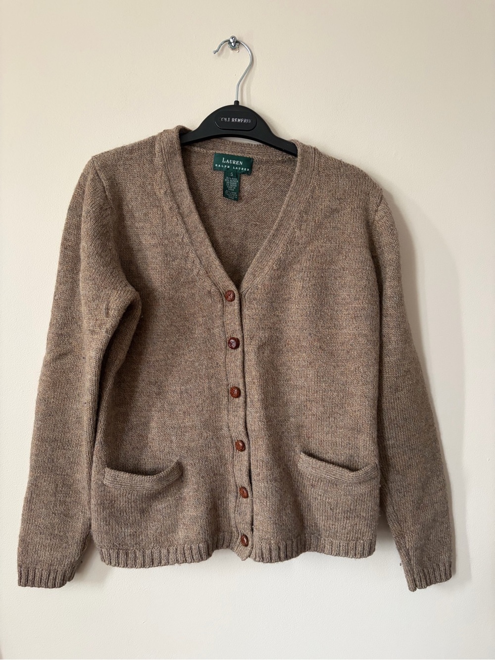 Ralph Lauren Brown V-Neck Button Front Cardigan